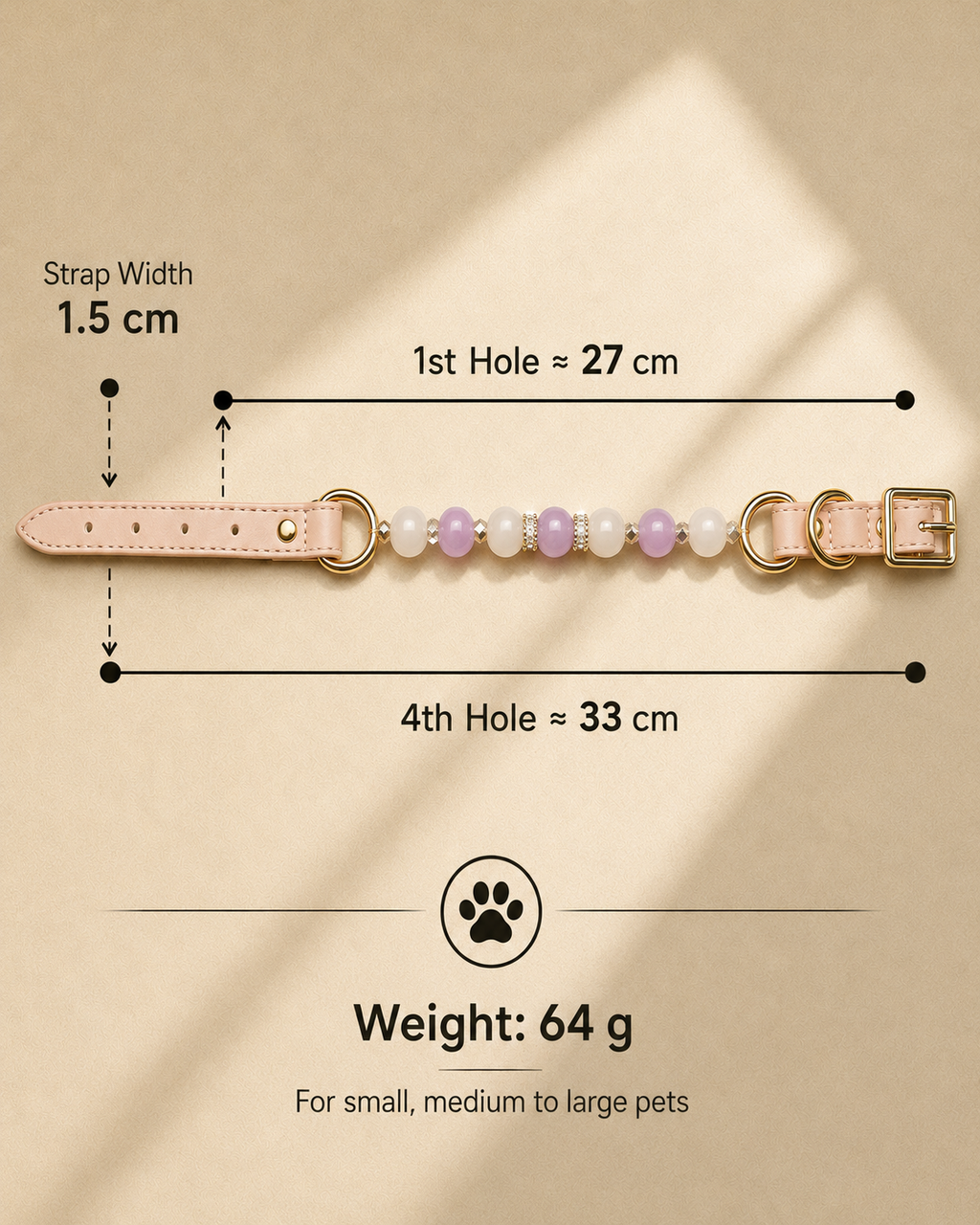 Rose Quartz Matching Pet Collar & Owner Bracelet Set