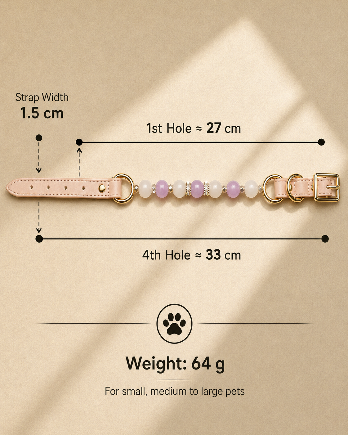 Rose Quartz Matching Pet Collar & Owner Bracelet Set