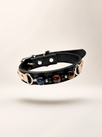 Tiger’s Eye Chakra Black Leather Pet Collar