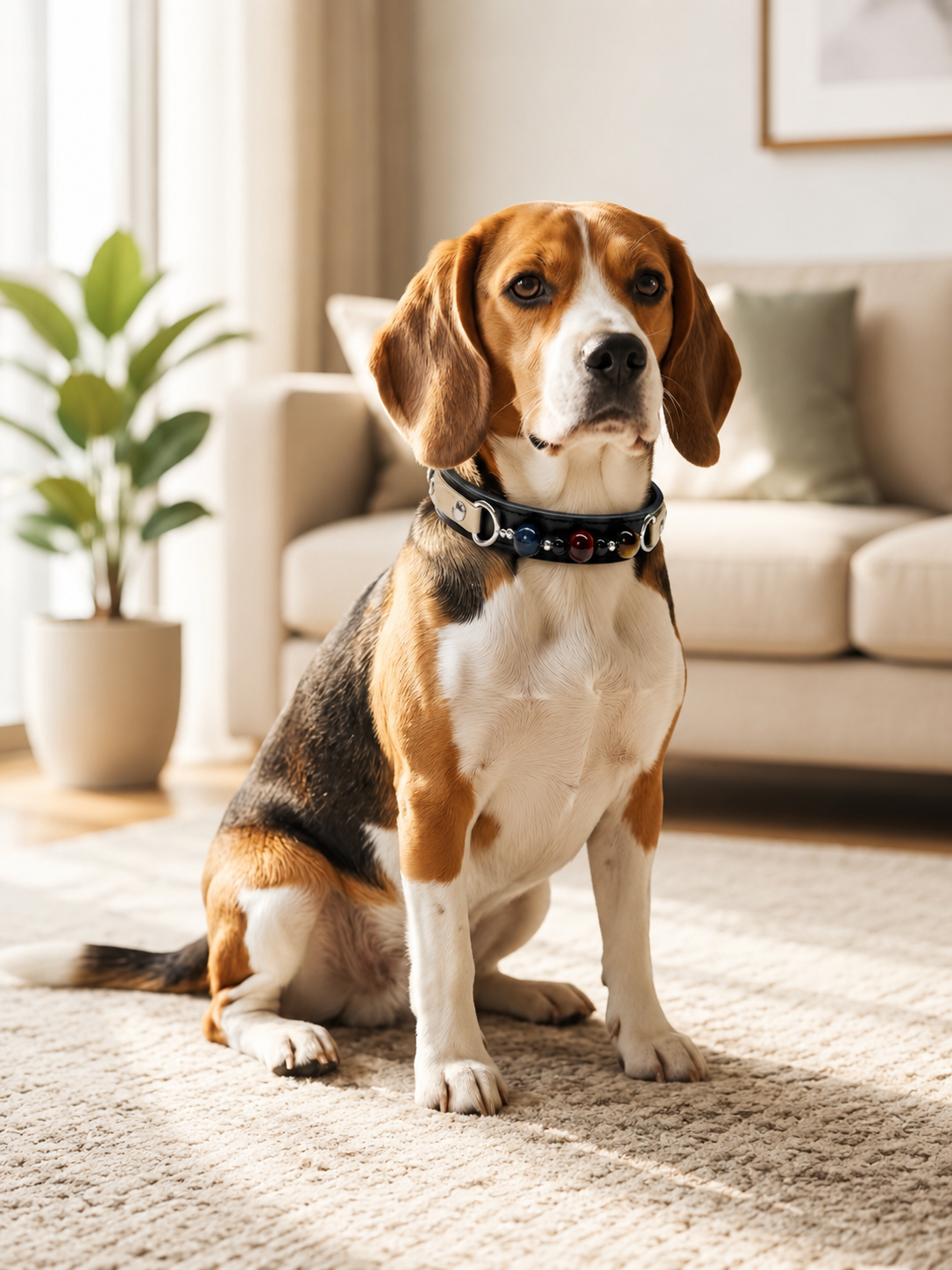 Tiger’s Eye Chakra Black Leather Pet Collar