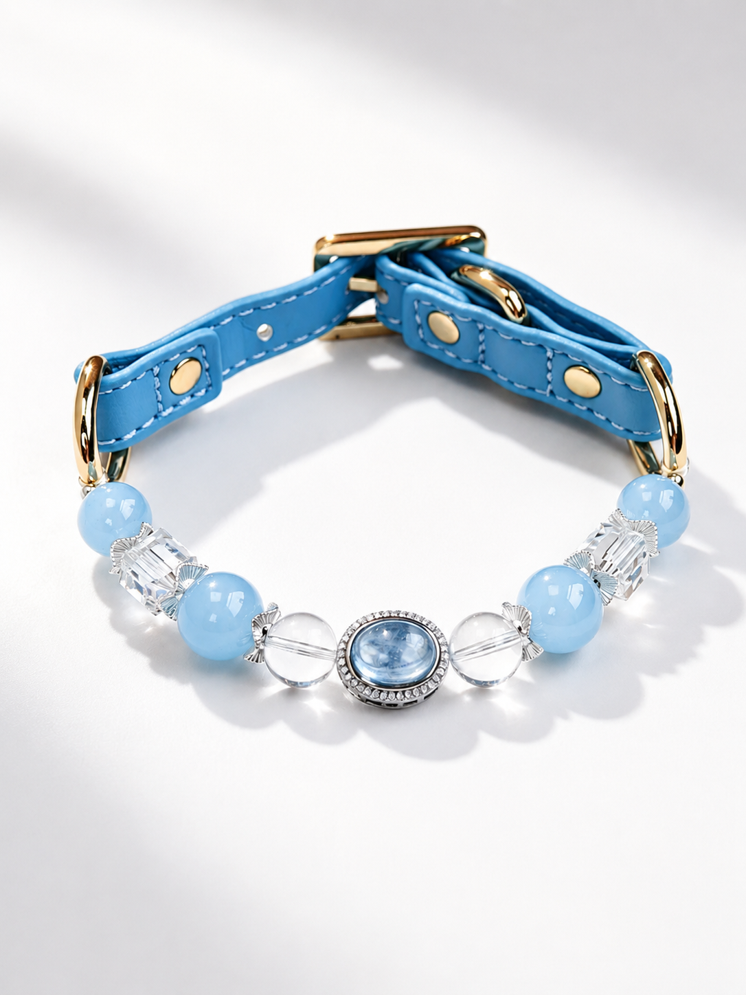 Aquamarine Matching Pet Collar & Owner Bracelet Set