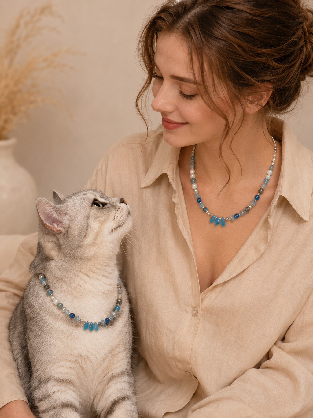 March Aquamarine Matching Pet & Owner Necklace