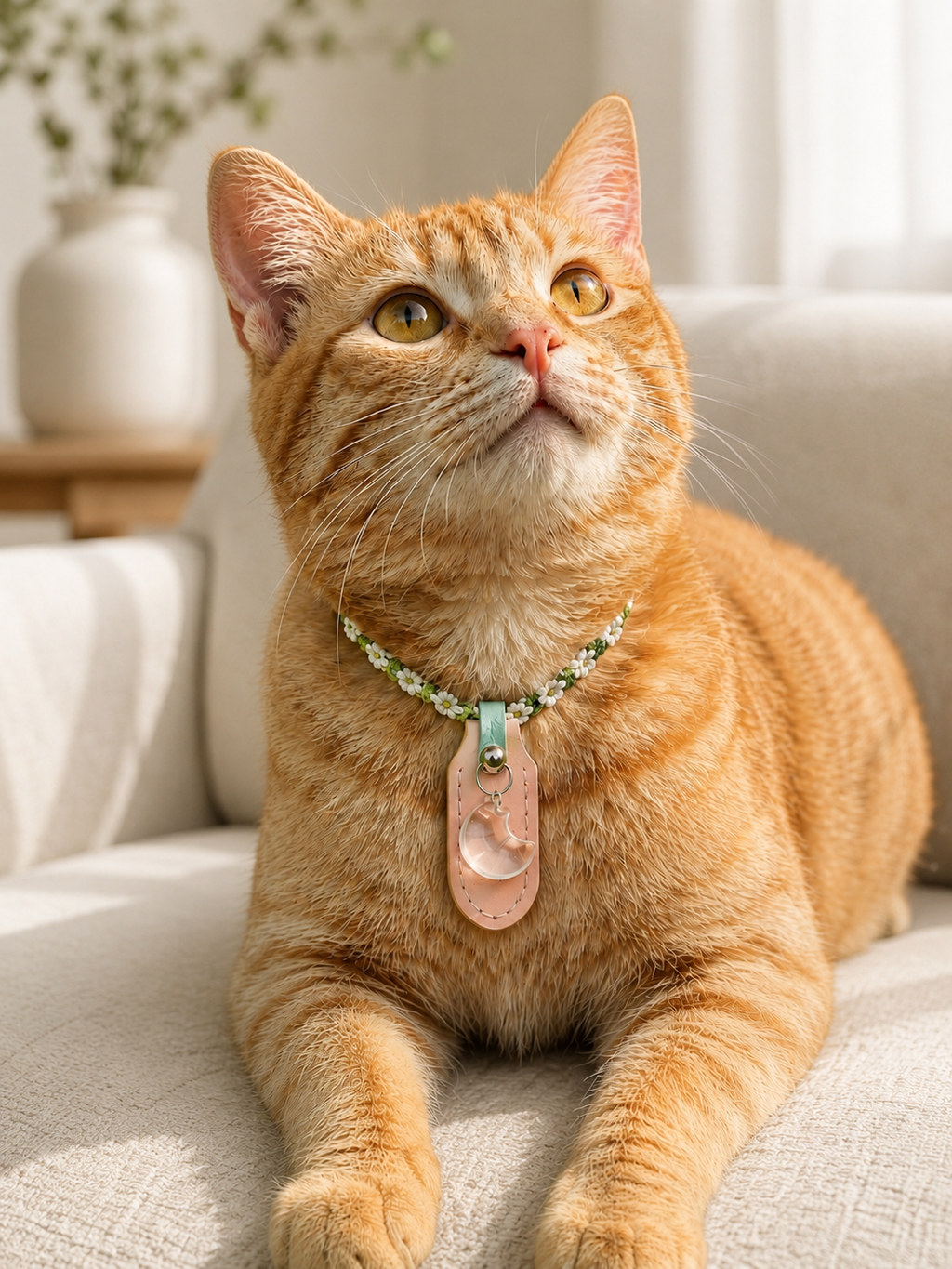 White Crystal Handwoven Pet Necklace