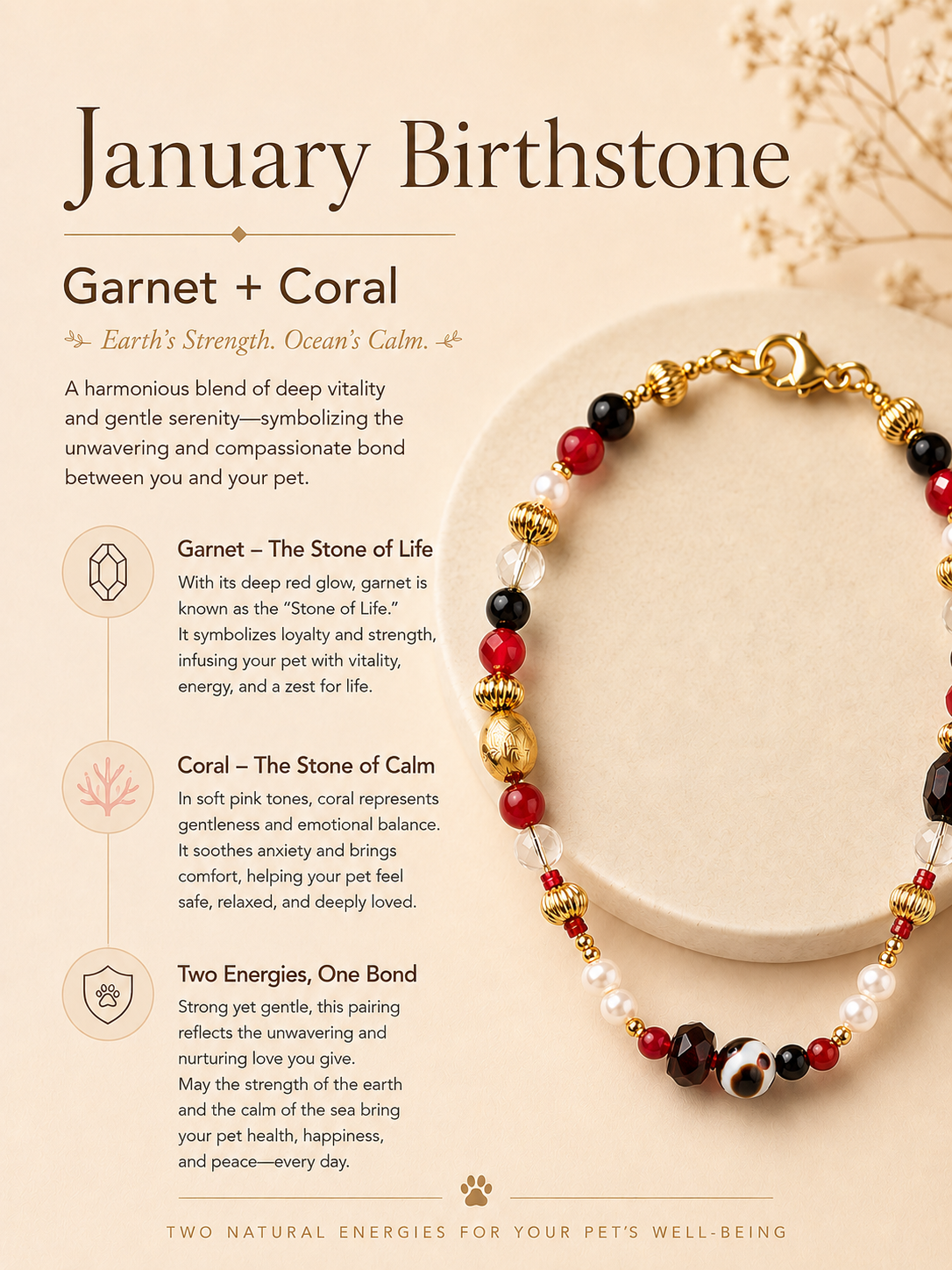 January Garnet Matching Pet & Owner Necklace