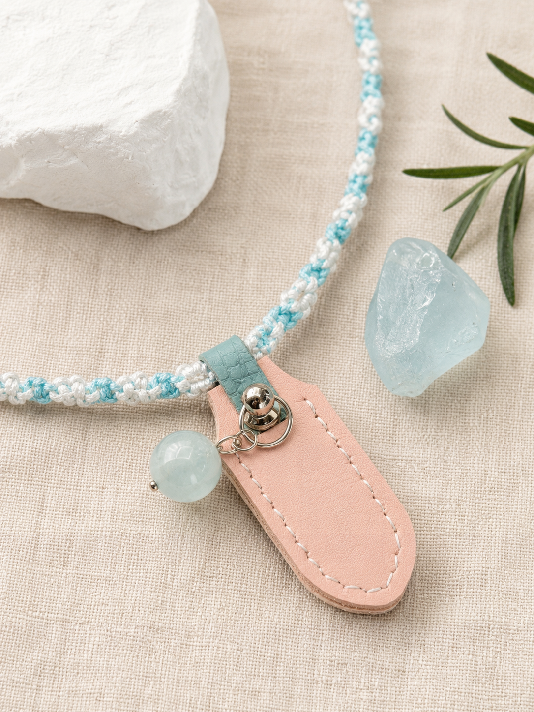 Aquamarine Handwoven Pet Necklace