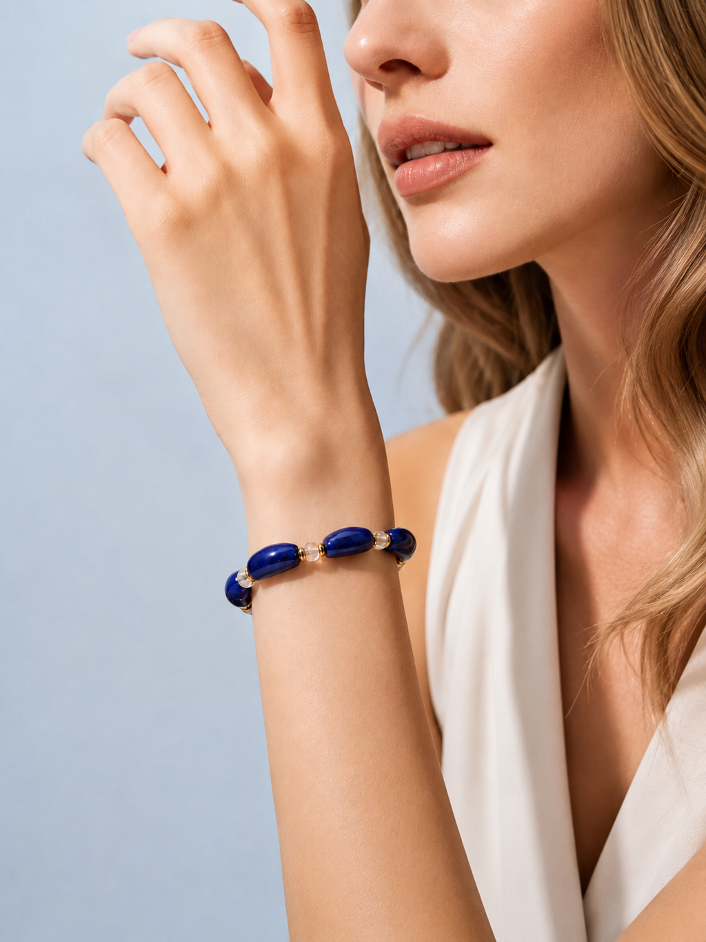 Ergonomic Smile Curved Natural Crystal Bracelet for Chakra Energy