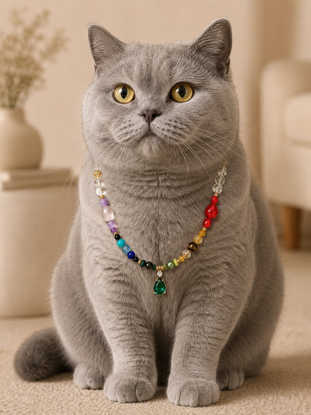 April Clear Quartz Matching Pet & Owner Necklace