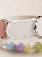 Multi-Gemstone Chakra White Leather Pet Collar