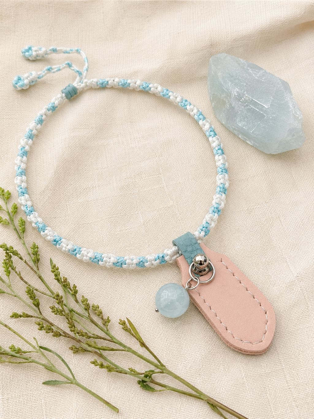 Aquamarine Handwoven Pet Necklace