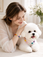 Multi-Gemstone Matching Pet Collar & Owner Bracelet Set