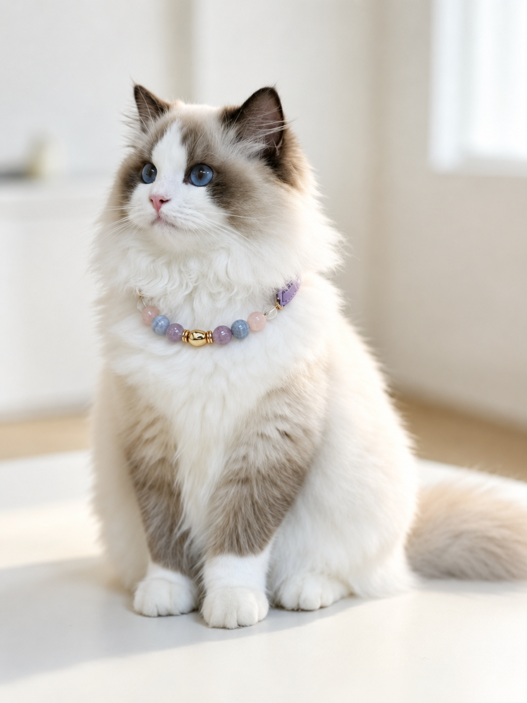 Blue Lace Agate Matching Pet Collar & Owner Bracelet Set