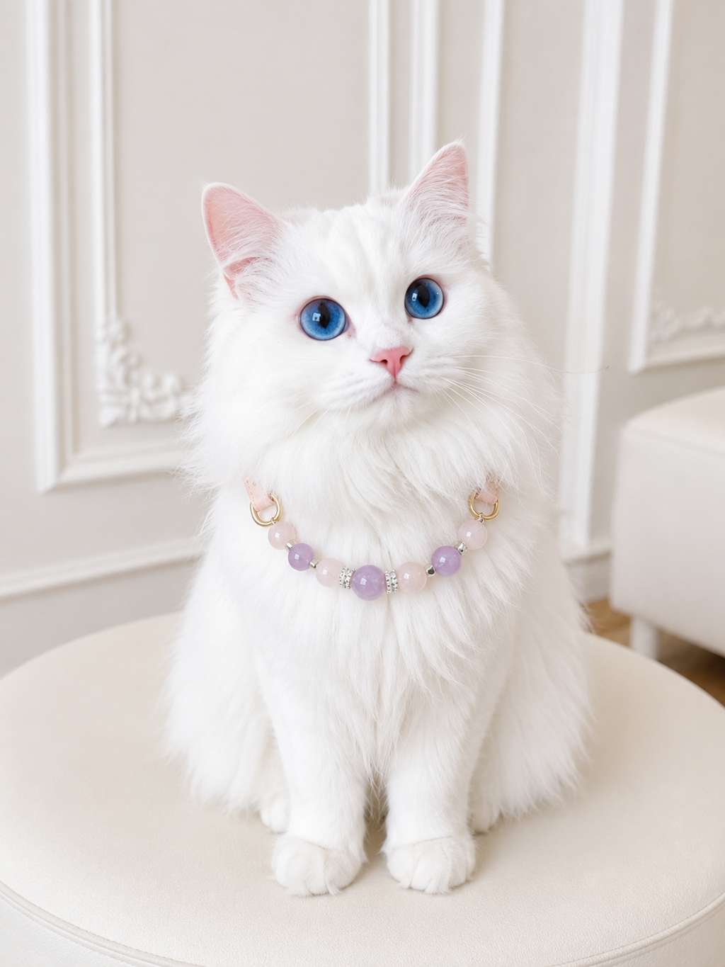 Rose Quartz Matching Pet Collar & Owner Bracelet Set