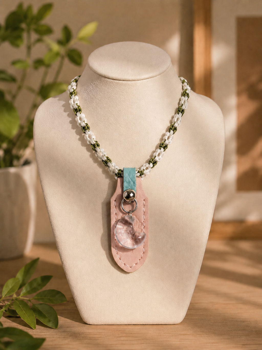 White Crystal Handwoven Pet Necklace