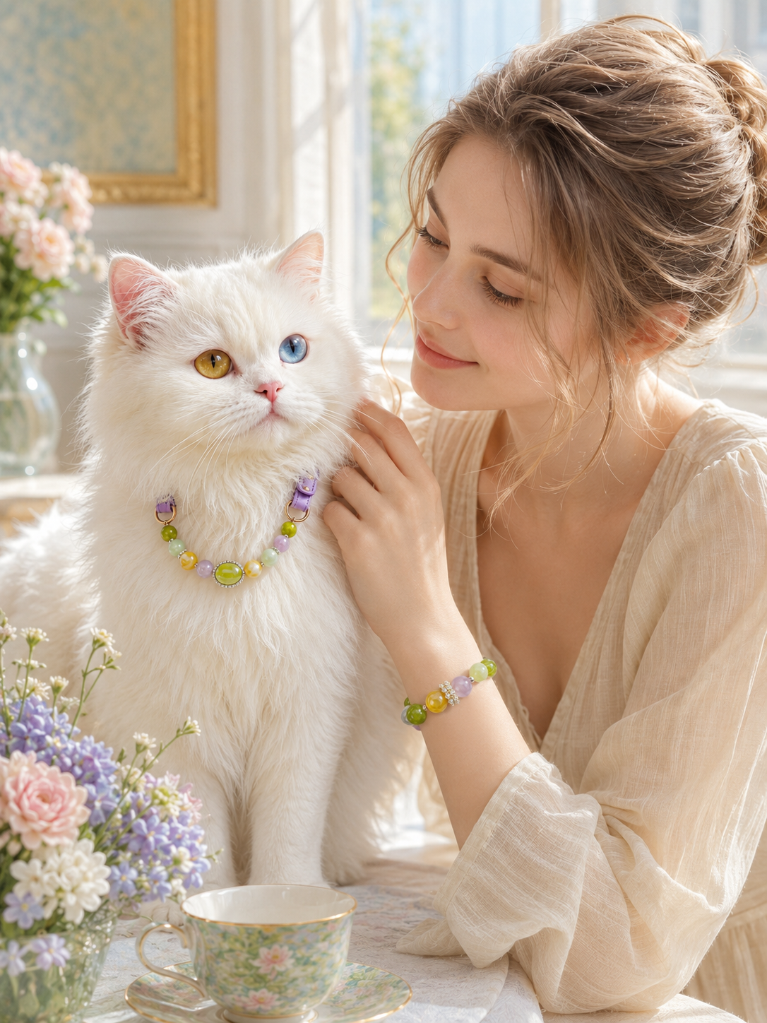 Citrine Matching Pet Collar & Owner Bracelet Set