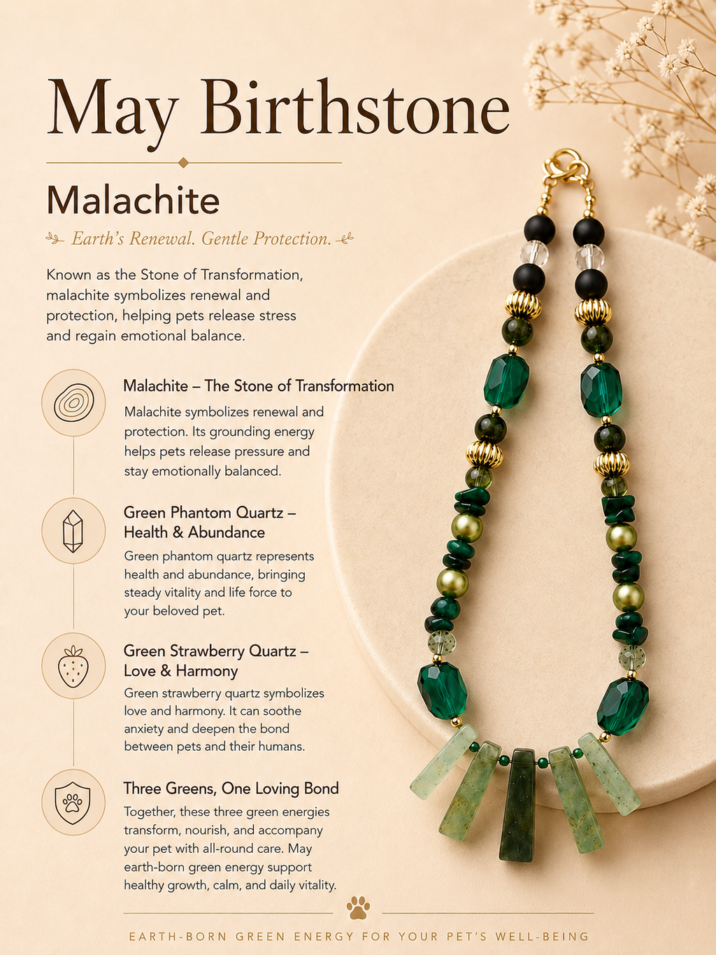 May Malachite Matching Pet & Owner Necklace