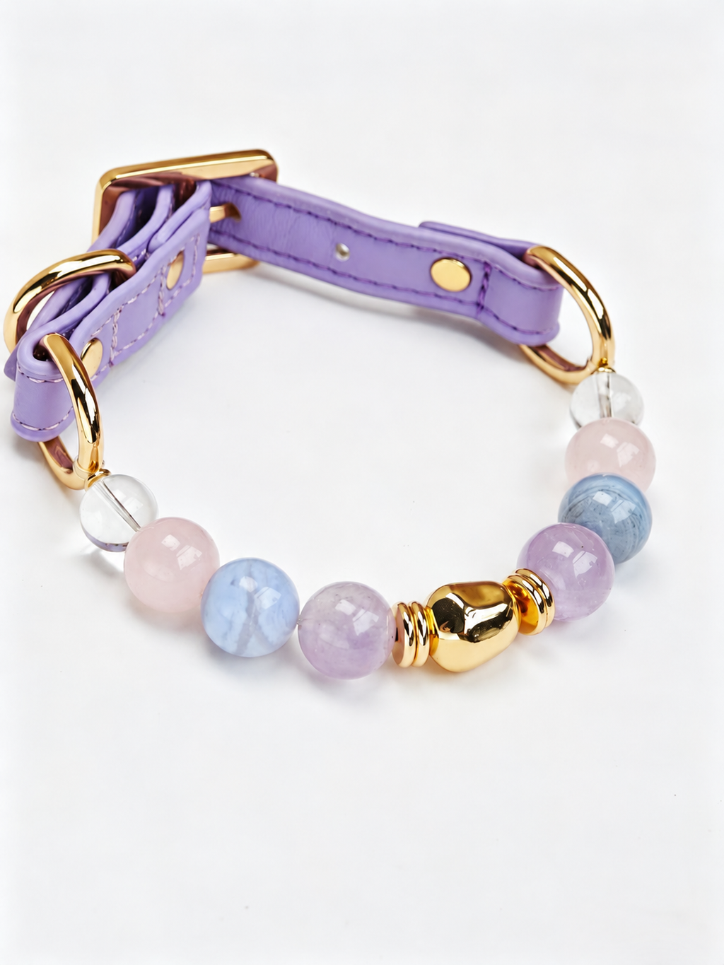 Blue Lace Agate Matching Pet Collar & Owner Bracelet Set