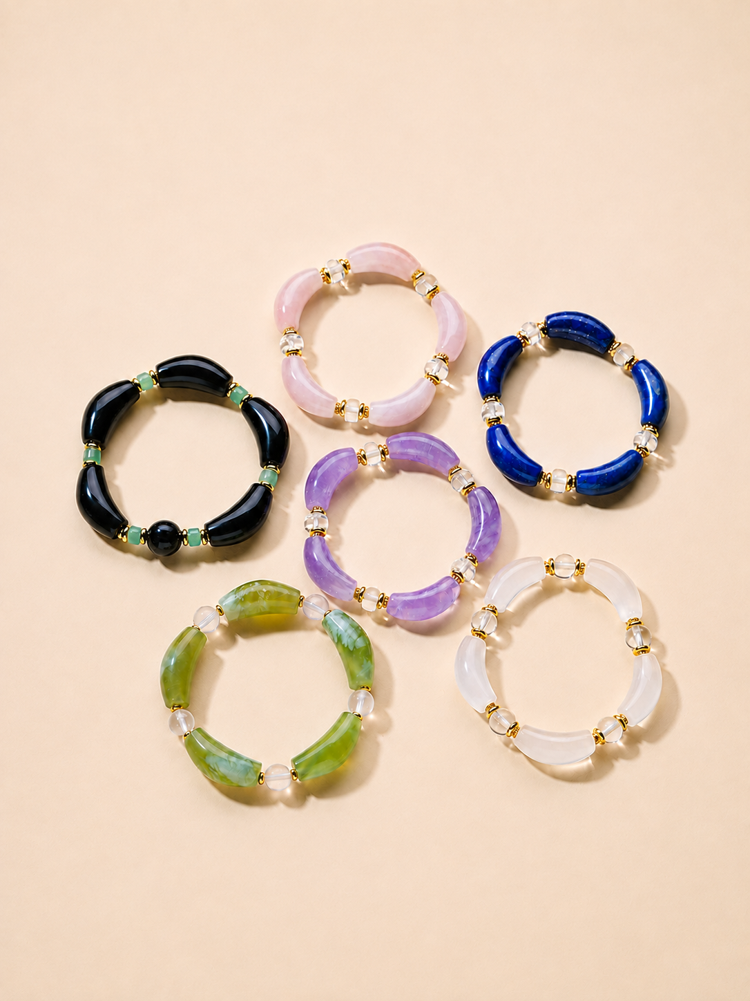 Ergonomic Smile Curved Natural Crystal Bracelet for Chakra Energy