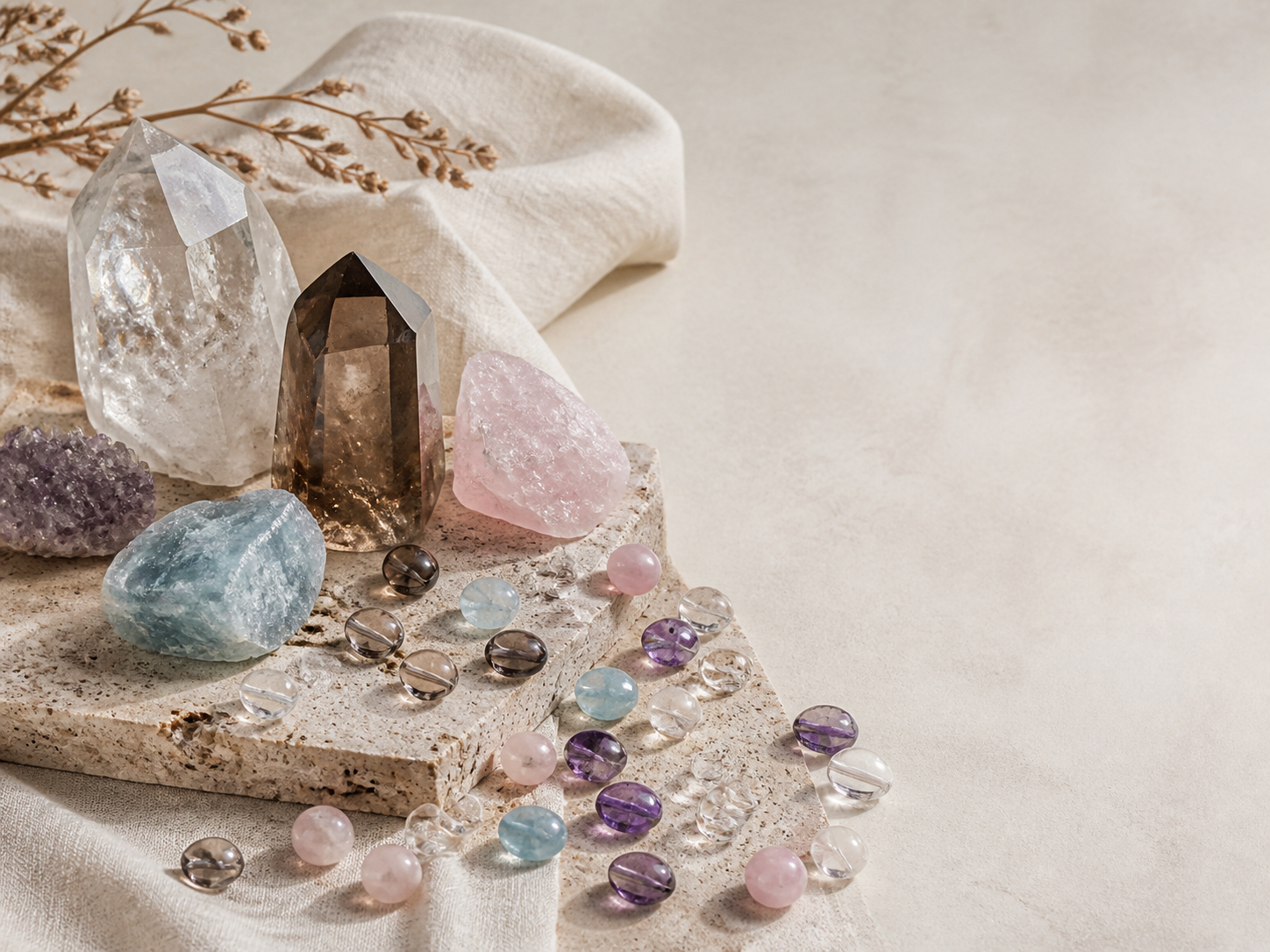 A considered palette of Pyracrystal natural stones